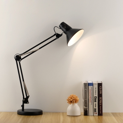 Contemporary Cone Desk Light Adjustable Steel 1 Head LED Desk Lights in Black for Bedroom