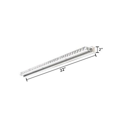Crystal Linear LED Vanity Light Contemporary Makeup Lighting Fixture in Chrome Finish