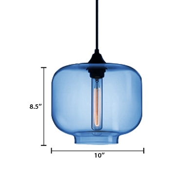 Dark Blue Jug Hanging Lamp Designers Style Glass 1 Head Decorative Suspended Light