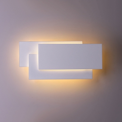 Designers Style Rectangle Wall Lighting Aluminum LED Wall Sconce in White for Restaurant
