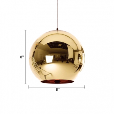 Electroplate Glass Mirror Ball Drop Light Modernism Single Head Hanging Lamp in Gold