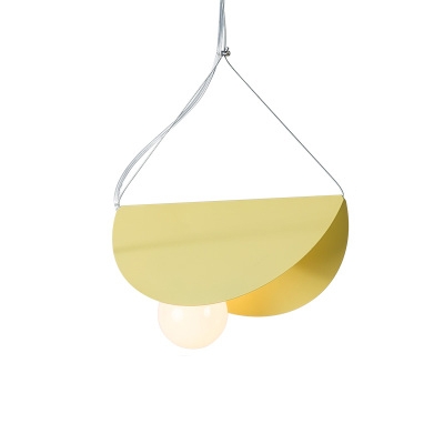 Folded 1 Light Hanging Light Blue/Gray/Orange/Yellow Metal Pendant Lamp for Bedroom Foyer