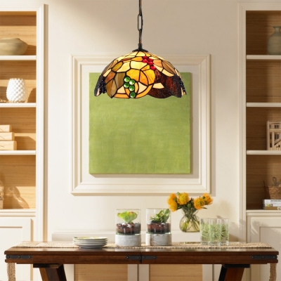 Fruit Pattern Tiffany Stained Glass Shade in Dome Shaped 12