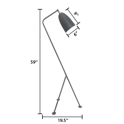 Gray Conical LED Floor Lamp Simple Modern Metal Home Decorative Floor Light for Bedroom