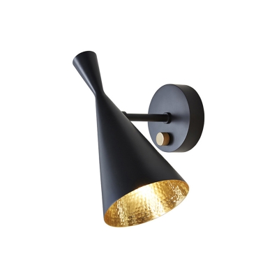 Hourglass Wall Light Designers Style Rotatable Aluminum 1 Bulb Sconce Lighting in Black
