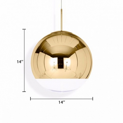 Mirror Ball Pendant Light Modern Fashion Glass Single Light Accent Hanging Lamp in Gold