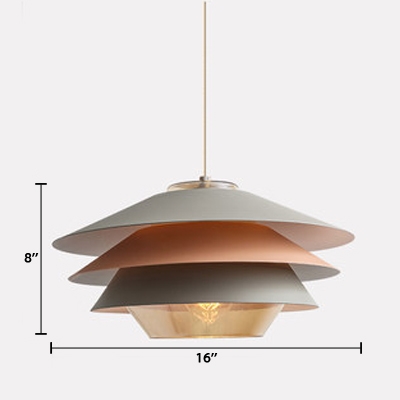 Multi Tier Drum Drop Light Designers Style Macaron Ceiling Lamp in Multi Color for Coffee Shop