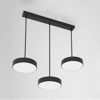 Nordic Style Round Shaped Pendant Lighting Metal 3 Lights LED Hanging Pendant Lamp in Black
