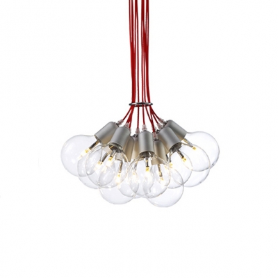 Open Bulb Cluster Pendant Light Stylish Glass Multi Hanging Light for Restaurant Living Room