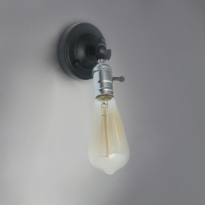 Rotatable 1 Bulb Wall Sconce with Black Metal Base Industrial Mini Wall Lamp for Staircase Hallway