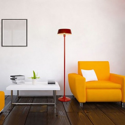Round Shade Living Room Lighting Simplicity Metal 3 Light Decorative Floor Light in Red
