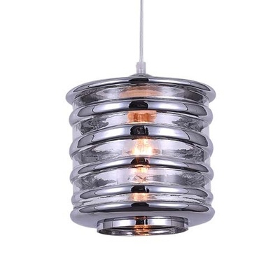 Spiral Suspended Light Modernism Glass 1 Bulb Hanging Lamp in Chrome for Bedroom