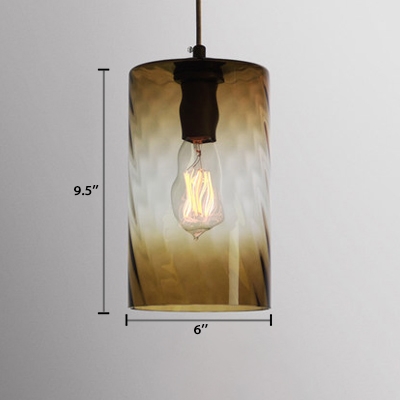 1 Head Geometric Suspended Light Contemporary Faded Glass Accent Hanging Lamp in Brown