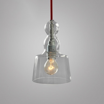 1 Head Tapered Pendant Light Modern Design Transparent Glass Drop Light for Living Room