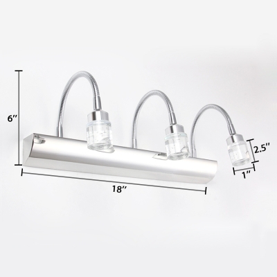 Bar Cosmetic Vanity Light Contemporary Adjustable Stainless 2/3/4 Lights Wall Mount Fixture