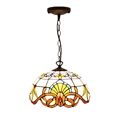 Baroque Tiffany Art Stained Glass Style Mini Pendant Light Renaissance Pattern