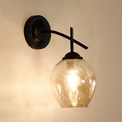 Cognac Glass Bubble Wall Light Industrial Vintage LED Wall Sconce for Bedside Staircase