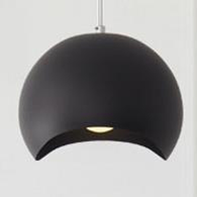 Concise Modern Half Globe Drop Light Metal Suspension Light in Matte Black for Living Room