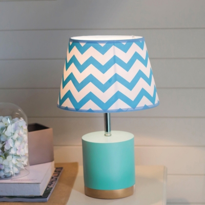 Cone Single Light Table Lamp with Blue/Pink Fabric Shade Reading Light for Boys Girls Bedroom