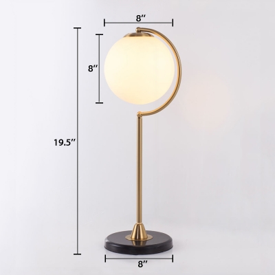 Curved Arm Desk Lamp Designers Style White Glass Decorative Table Light for Coffee Shop