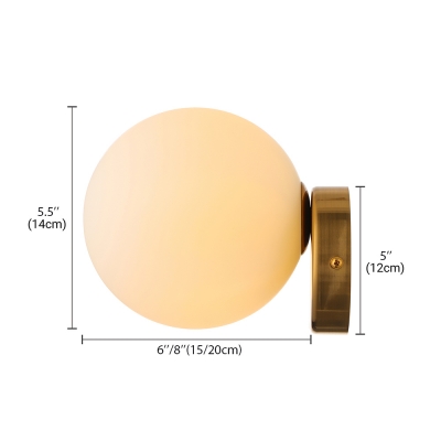 Designers Style Globe Wall Lighting Frosted Glass 1 Bulb Wall Light Sconce in Polished Brass
