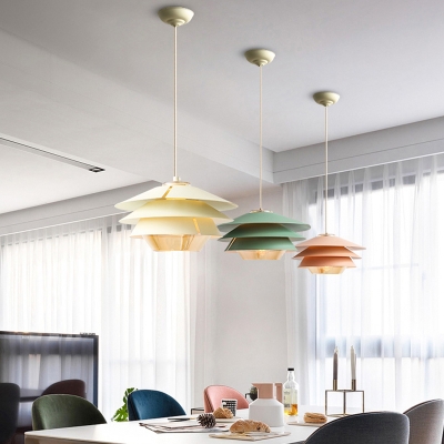 Drum Pendant Lamp Modern Macaron Multi Tier Hanging Light for Children Room