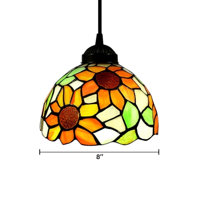 Elegant Tiffany Style Pendant Light with Oversize Sunflower Pattern