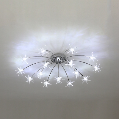 Glass Sparkling Star 15/21 Mini Light Ceiling Chandelier in Brushed Nickle