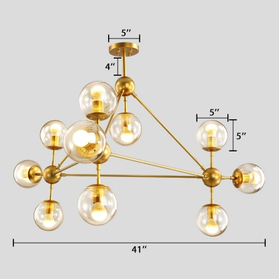 Gold Finish Ball Drop Light Luxury Designers Style Metal Multi Light Chandelier for Hall