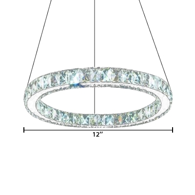 Halo Ring Suspended Lamp Contemporary Crystal Art Deco Chandelier Light for Sitting Room
