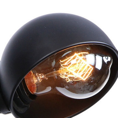 Metallic Dome Shade Wall Light Fixture Retro Style 1 Head Wall Mount Fixture in Black for Foyer
