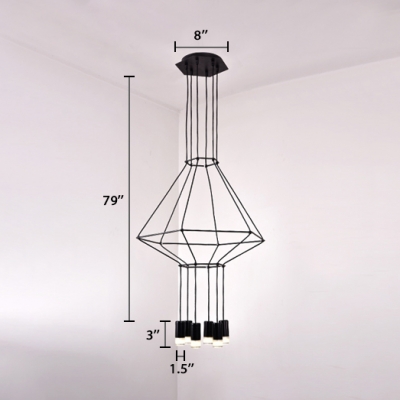 Multi Light Geometric Hanging Light Modern Design Iron Drop Ceiling Lighting in Black