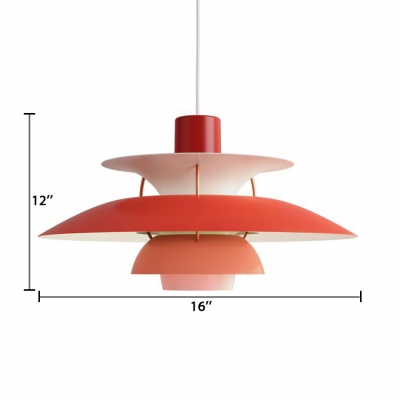 Shallow Flared Shade Suspension Light Colorful Contemporary Aluminum Lighting Fixture