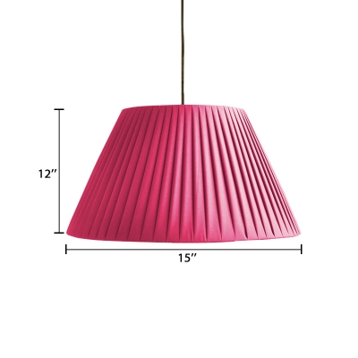 1 Head Tapered Suspended Light with Coffee/Shock Pink Fabric Shade American Retro Pendant Lamp