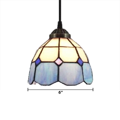 5.5 Inch Width Tiffany Style Polygon Shape Shade Mini Pendant Light