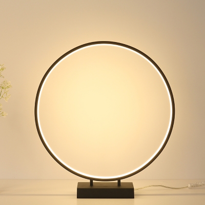 Acrylic Halo Ring Table Light Simplicity LED Standing Table Light in Black for Bedside