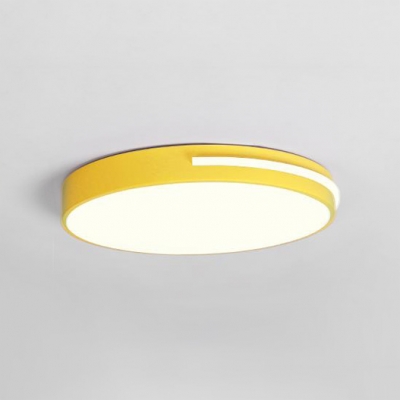 Acrylic Round LED Flush Light Modernism Living Room Ceiling Fixture in Blue/Green/Pink/Yellow
