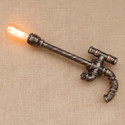 Antique Bronze Pipe Wall Mount Light Retro Style Metal 1 Light Wall Lamp for Coffee Shop
