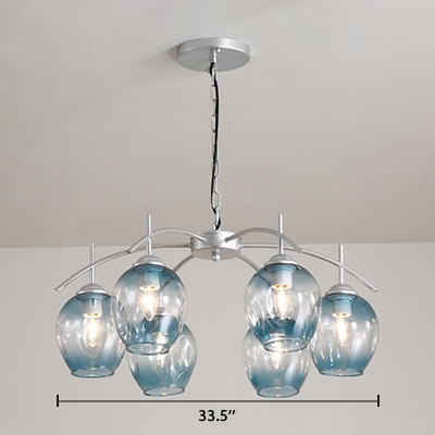 Bubble Suspended Lamp Stylish Faded Glass 6 Lights Chandelier Light with Chain Decoration