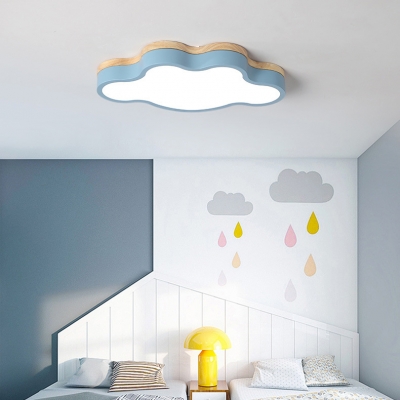 Cloud Shade Flush Light Colorful Nordic Style Boys Girls Bedroom Metal LED Flush Mount Light