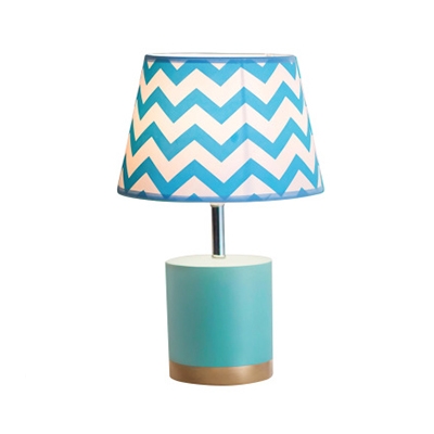 Cone Single Light Table Lamp with Blue/Pink Fabric Shade Reading Light for Boys Girls Bedroom