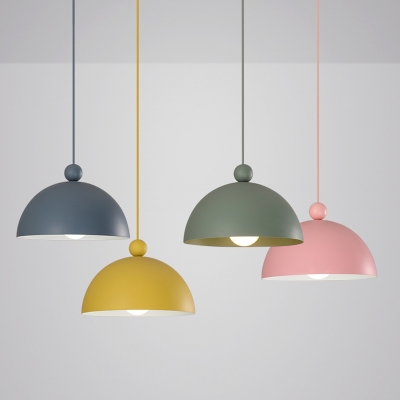 Half Globe Led Pendant Lamp Macaron Simple Colorful Metal Ceiling Light For Children Room Beautifulhalo Com