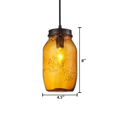 Industrial Hanging Pendant Light in Multicolor, Mason Jar