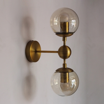 Industrial Modern Globe Wall Lamp Aluminum 2 Light Art Deco Wall Sconce for Hallway