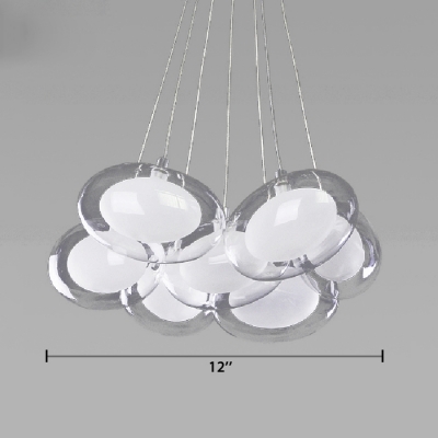 Inner Glass Shade Suspension Lamp Modern Multi Egg Shaped LED Pendant Lamp for Living Room