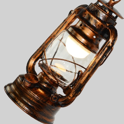 Lantern Style Wall Sconce with Gooseneck Retro Style Metallic 1 Bulb Wall Light Fixture in Antique Copper