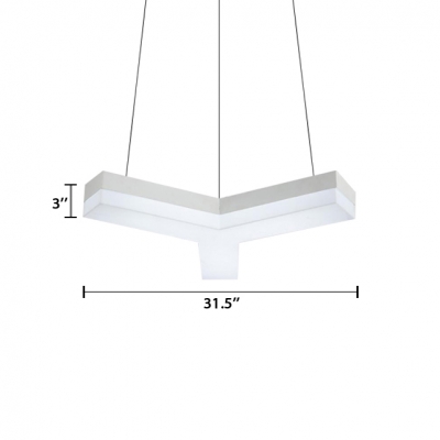 Matte White Y-Shaped Office Light Modern Acrylic LED Suspension Pendant Light 23.5/31.5 Inch Wide