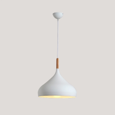 Minimalist Teardrop Hanging Lamp Wooden Single Light Ceiling Pendant Light in White