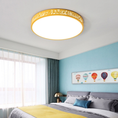 Modern Design Etched Flush Light with Round Shade Kindergarten Acrylic LED Flush Mount Light