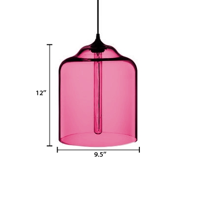 Modern Fashion Bottle Suspended Lamp Red Glass Single Head Drop Light for Sitting Room